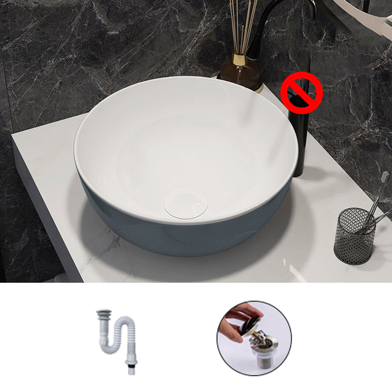 Modern Style Vessel Bathroom Sink Round Ceramic Vessel Bathroom Sink 13"L x 13"W x 6"H Sink Unavailable Clearhalo 'Bathroom Remodel & Bathroom Fixtures' 'Bathroom Sinks & Faucet Components' 'Bathroom Sinks' 'bathroom_sink' 'Home Improvement' 'home_improvement' 'home_improvement_bathroom_sink' 7205636