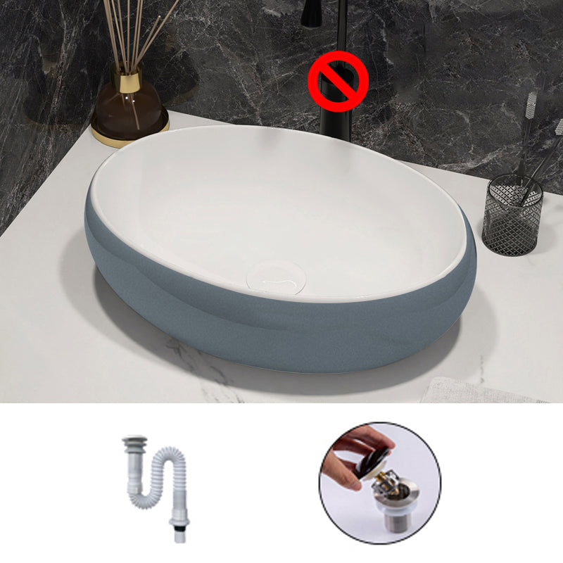 Modern Style Vessel Bathroom Sink Round Ceramic Vessel Bathroom Sink 18"L x 13"W x 6"H Sink Unavailable Clearhalo 'Bathroom Remodel & Bathroom Fixtures' 'Bathroom Sinks & Faucet Components' 'Bathroom Sinks' 'bathroom_sink' 'Home Improvement' 'home_improvement' 'home_improvement_bathroom_sink' 7205640