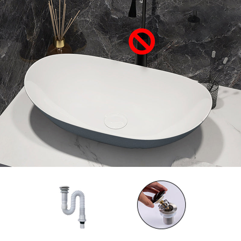 Modern Style Vessel Bathroom Sink Round Ceramic Vessel Bathroom Sink 23"L x 14"W x 6"H Sink Unavailable Clearhalo 'Bathroom Remodel & Bathroom Fixtures' 'Bathroom Sinks & Faucet Components' 'Bathroom Sinks' 'bathroom_sink' 'Home Improvement' 'home_improvement' 'home_improvement_bathroom_sink' 7205646