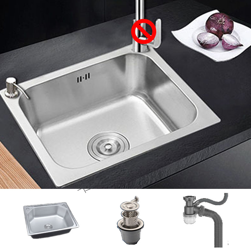 Rectangle Stainless Steel Sink Kitchen Sink with Drain Assembly(Not Including Faucet) Straight Edge Clearhalo 'Home Improvement' 'home_improvement' 'home_improvement_kitchen_sinks' 'Kitchen Remodel & Kitchen Fixtures' 'Kitchen Sinks & Faucet Components' 'Kitchen Sinks' 'kitchen_sinks' 7205663