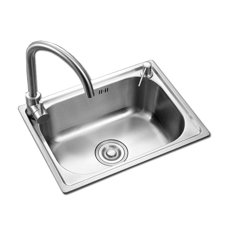 Rectangle Stainless Steel Sink Kitchen Sink with Drain Assembly(Not Including Faucet) Clearhalo 'Home Improvement' 'home_improvement' 'home_improvement_kitchen_sinks' 'Kitchen Remodel & Kitchen Fixtures' 'Kitchen Sinks & Faucet Components' 'Kitchen Sinks' 'kitchen_sinks' 7205665
