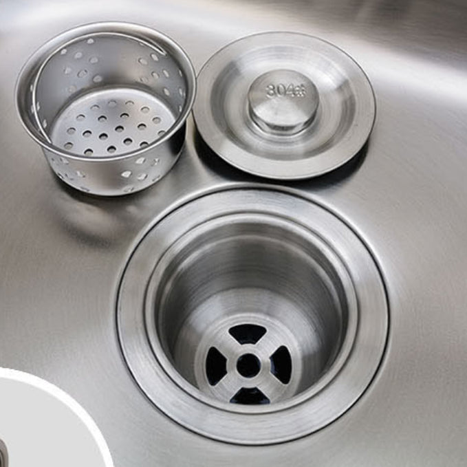 Rectangle Stainless Steel Sink Kitchen Sink with Drain Assembly(Not Including Faucet) Clearhalo 'Home Improvement' 'home_improvement' 'home_improvement_kitchen_sinks' 'Kitchen Remodel & Kitchen Fixtures' 'Kitchen Sinks & Faucet Components' 'Kitchen Sinks' 'kitchen_sinks' 7205666