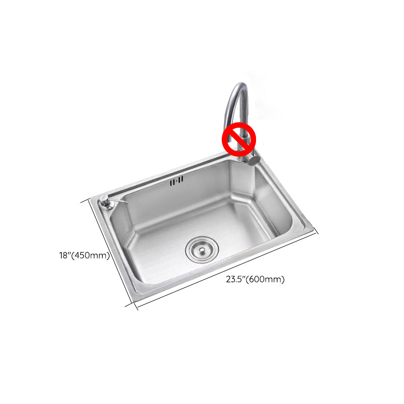 Rectangle Stainless Steel Sink Kitchen Sink with Drain Assembly(Not Including Faucet) Clearhalo 'Home Improvement' 'home_improvement' 'home_improvement_kitchen_sinks' 'Kitchen Remodel & Kitchen Fixtures' 'Kitchen Sinks & Faucet Components' 'Kitchen Sinks' 'kitchen_sinks' 7205671