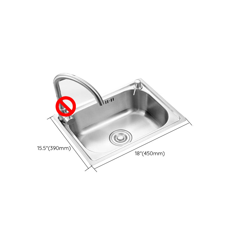 Rectangle Stainless Steel Sink Kitchen Sink with Drain Assembly(Not Including Faucet) Clearhalo 'Home Improvement' 'home_improvement' 'home_improvement_kitchen_sinks' 'Kitchen Remodel & Kitchen Fixtures' 'Kitchen Sinks & Faucet Components' 'Kitchen Sinks' 'kitchen_sinks' 7205679