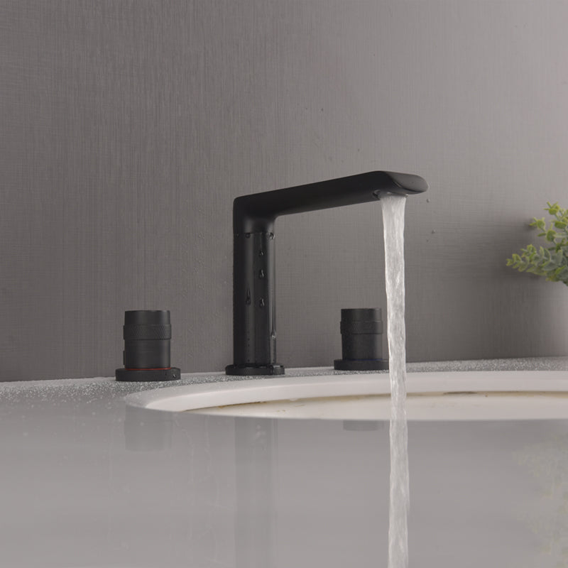 Luxury Vessel Faucet 3 Holes High-Arc Vessel Sink Bathroom Faucet Black Knobs 2 Handles Clearhalo 'Bathroom Remodel & Bathroom Fixtures' 'Bathroom Sink Faucets' 'Bathroom Sinks & Faucet Components' 'bathroom_sink_faucets' 'Home Improvement' 'home_improvement' 'home_improvement_bathroom_sink_faucets' 7205774