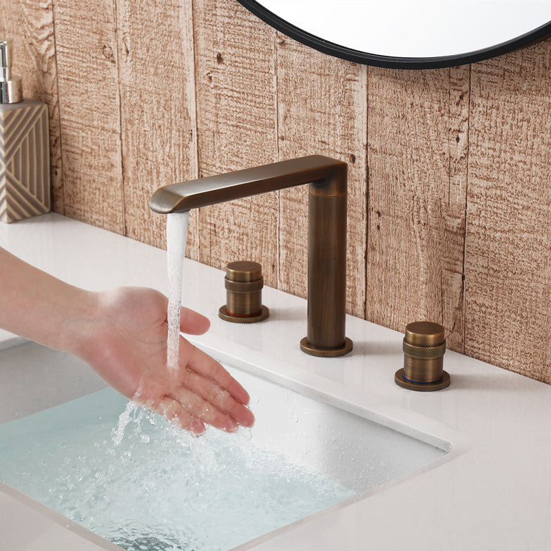 Luxury Vessel Faucet 3 Holes High-Arc Vessel Sink Bathroom Faucet Bronze Knobs 2 Handles Clearhalo 'Bathroom Remodel & Bathroom Fixtures' 'Bathroom Sink Faucets' 'Bathroom Sinks & Faucet Components' 'bathroom_sink_faucets' 'Home Improvement' 'home_improvement' 'home_improvement_bathroom_sink_faucets' 7205779