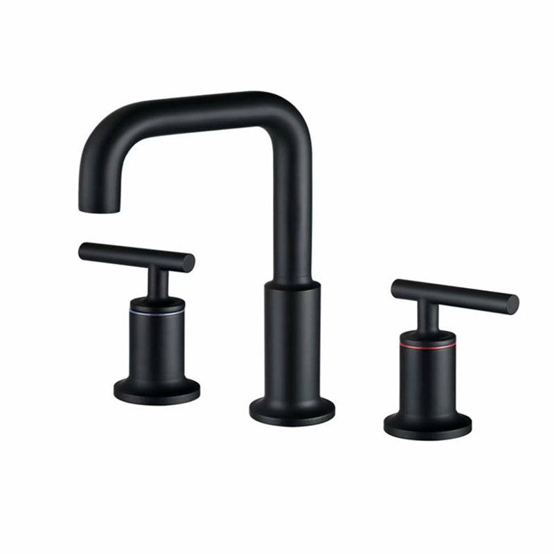 Luxury Vessel Faucet 3 Holes High-Arc Vessel Sink Bathroom Faucet Black Lever Handles 2 Handles Clearhalo 'Bathroom Remodel & Bathroom Fixtures' 'Bathroom Sink Faucets' 'Bathroom Sinks & Faucet Components' 'bathroom_sink_faucets' 'Home Improvement' 'home_improvement' 'home_improvement_bathroom_sink_faucets' 7205781