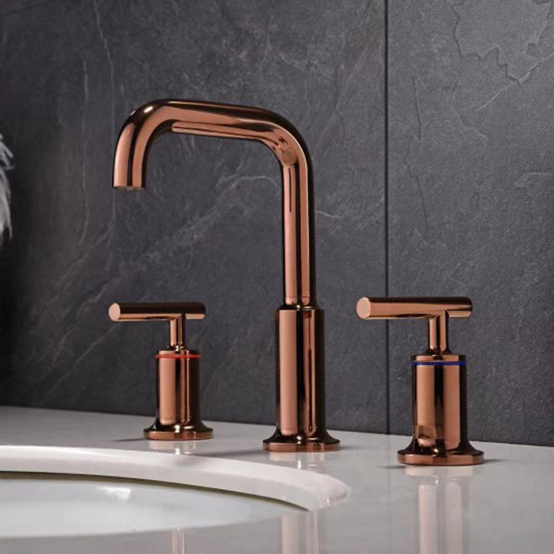 Luxury Vessel Faucet 3 Holes High-Arc Vessel Sink Bathroom Faucet Rose Gold Lever Handles 2 Handles Clearhalo 'Bathroom Remodel & Bathroom Fixtures' 'Bathroom Sink Faucets' 'Bathroom Sinks & Faucet Components' 'bathroom_sink_faucets' 'Home Improvement' 'home_improvement' 'home_improvement_bathroom_sink_faucets' 7205789