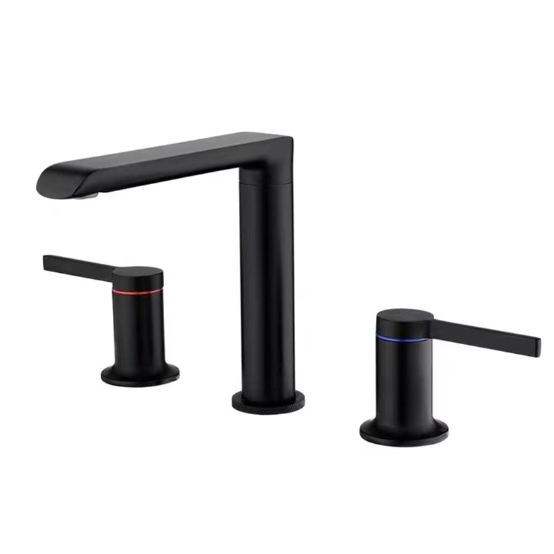 Luxury Vessel Faucet 3 Holes High-Arc Vessel Sink Bathroom Faucet Black Thin Handle 2 Handles Clearhalo 'Bathroom Remodel & Bathroom Fixtures' 'Bathroom Sink Faucets' 'Bathroom Sinks & Faucet Components' 'bathroom_sink_faucets' 'Home Improvement' 'home_improvement' 'home_improvement_bathroom_sink_faucets' 7205791