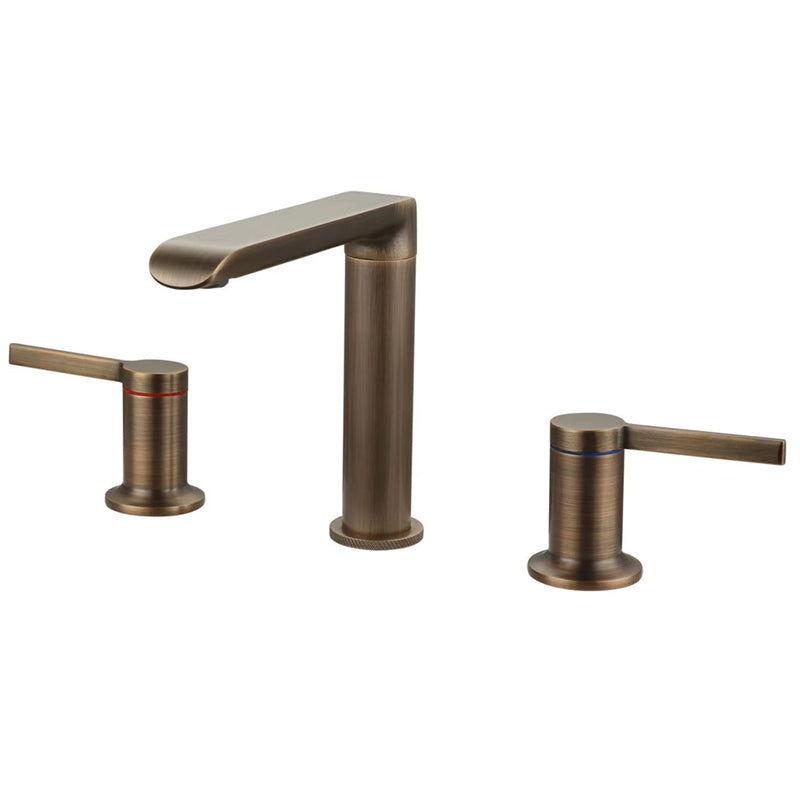 Luxury Vessel Faucet 3 Holes High-Arc Vessel Sink Bathroom Faucet Bronze Thin Handle 2 Handles Clearhalo 'Bathroom Remodel & Bathroom Fixtures' 'Bathroom Sink Faucets' 'Bathroom Sinks & Faucet Components' 'bathroom_sink_faucets' 'Home Improvement' 'home_improvement' 'home_improvement_bathroom_sink_faucets' 7205794