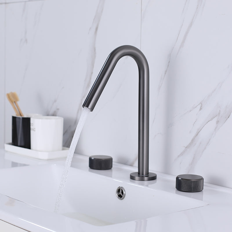 Widespread Modern Bathroom Faucet Knob Handle Gooseneck Vessel Faucet Clearhalo 'Bathroom Remodel & Bathroom Fixtures' 'Bathroom Sink Faucets' 'Bathroom Sinks & Faucet Components' 'bathroom_sink_faucets' 'Home Improvement' 'home_improvement' 'home_improvement_bathroom_sink_faucets' 7205820