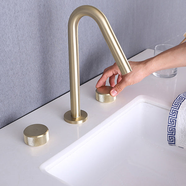 Widespread Modern Bathroom Faucet Knob Handle Gooseneck Vessel Faucet Clearhalo 'Bathroom Remodel & Bathroom Fixtures' 'Bathroom Sink Faucets' 'Bathroom Sinks & Faucet Components' 'bathroom_sink_faucets' 'Home Improvement' 'home_improvement' 'home_improvement_bathroom_sink_faucets' 7205822