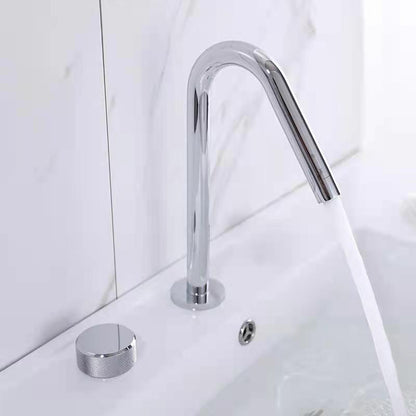 Widespread Modern Bathroom Faucet Knob Handle Gooseneck Vessel Faucet Chrom 1 Handle Clearhalo 'Bathroom Remodel & Bathroom Fixtures' 'Bathroom Sink Faucets' 'Bathroom Sinks & Faucet Components' 'bathroom_sink_faucets' 'Home Improvement' 'home_improvement' 'home_improvement_bathroom_sink_faucets' 7205826