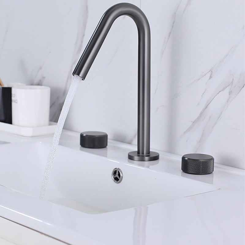 Widespread Modern Bathroom Faucet Knob Handle Gooseneck Vessel Faucet Gun Grey 2 Handles Clearhalo 'Bathroom Remodel & Bathroom Fixtures' 'Bathroom Sink Faucets' 'Bathroom Sinks & Faucet Components' 'bathroom_sink_faucets' 'Home Improvement' 'home_improvement' 'home_improvement_bathroom_sink_faucets' 7205832