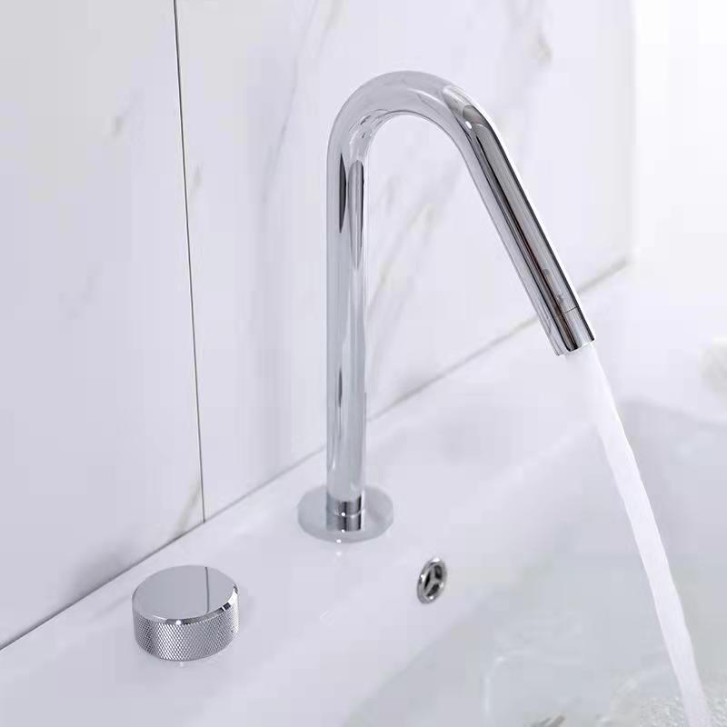 Widespread Modern Bathroom Faucet Knob Handle Gooseneck Vessel Faucet Clearhalo 'Bathroom Remodel & Bathroom Fixtures' 'Bathroom Sink Faucets' 'Bathroom Sinks & Faucet Components' 'bathroom_sink_faucets' 'Home Improvement' 'home_improvement' 'home_improvement_bathroom_sink_faucets' 7205836