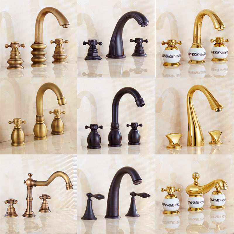Widespread Bathroom Faucet 3 Holes Circular Vessel Sink Faucet Clearhalo 'Bathroom Remodel & Bathroom Fixtures' 'Bathroom Sink Faucets' 'Bathroom Sinks & Faucet Components' 'bathroom_sink_faucets' 'Home Improvement' 'home_improvement' 'home_improvement_bathroom_sink_faucets' 7205913