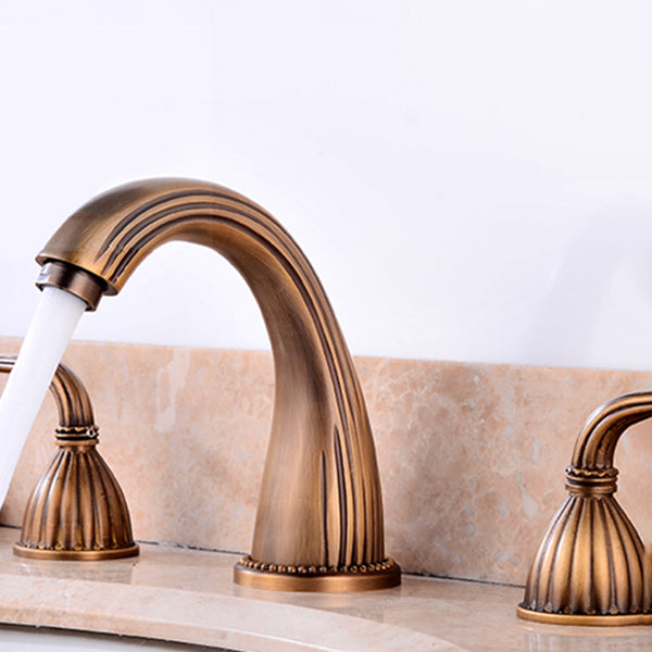 Widespread Bathroom Faucet 3 Holes Circular Vessel Sink Faucet Clearhalo 'Bathroom Remodel & Bathroom Fixtures' 'Bathroom Sink Faucets' 'Bathroom Sinks & Faucet Components' 'bathroom_sink_faucets' 'Home Improvement' 'home_improvement' 'home_improvement_bathroom_sink_faucets' 7205929