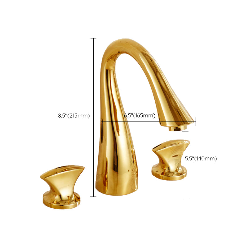 Widespread Bathroom Faucet 3 Holes Circular Vessel Sink Faucet Clearhalo 'Bathroom Remodel & Bathroom Fixtures' 'Bathroom Sink Faucets' 'Bathroom Sinks & Faucet Components' 'bathroom_sink_faucets' 'Home Improvement' 'home_improvement' 'home_improvement_bathroom_sink_faucets' 7205943