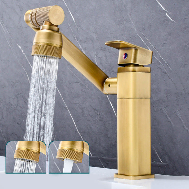 Luxury Vessel Faucet Swivel Spout High-Arc Single Handle Vessel Faucet Bronze 7.9" Square Clearhalo 'Bathroom Remodel & Bathroom Fixtures' 'Bathroom Sink Faucets' 'Bathroom Sinks & Faucet Components' 'bathroom_sink_faucets' 'Home Improvement' 'home_improvement' 'home_improvement_bathroom_sink_faucets' 7205945