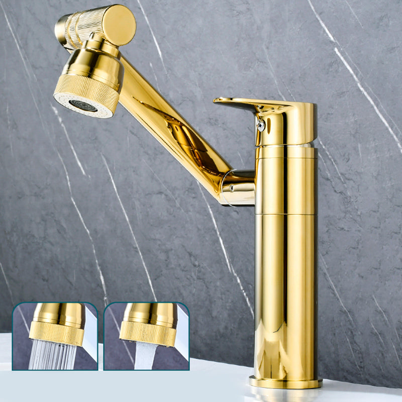 Luxury Vessel Faucet Swivel Spout High-Arc Single Handle Vessel Faucet Gold 7.9" Round Clearhalo 'Bathroom Remodel & Bathroom Fixtures' 'Bathroom Sink Faucets' 'Bathroom Sinks & Faucet Components' 'bathroom_sink_faucets' 'Home Improvement' 'home_improvement' 'home_improvement_bathroom_sink_faucets' 7205948