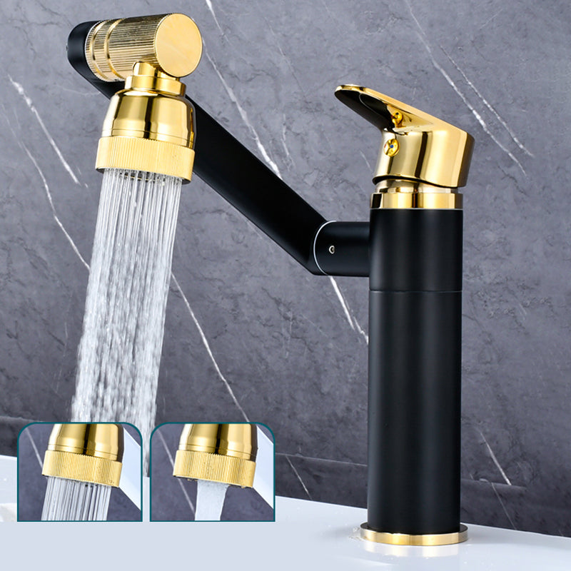Luxury Vessel Faucet Swivel Spout High-Arc Single Handle Vessel Faucet Black-Gold 7.9" Round Clearhalo 'Bathroom Remodel & Bathroom Fixtures' 'Bathroom Sink Faucets' 'Bathroom Sinks & Faucet Components' 'bathroom_sink_faucets' 'Home Improvement' 'home_improvement' 'home_improvement_bathroom_sink_faucets' 7205957