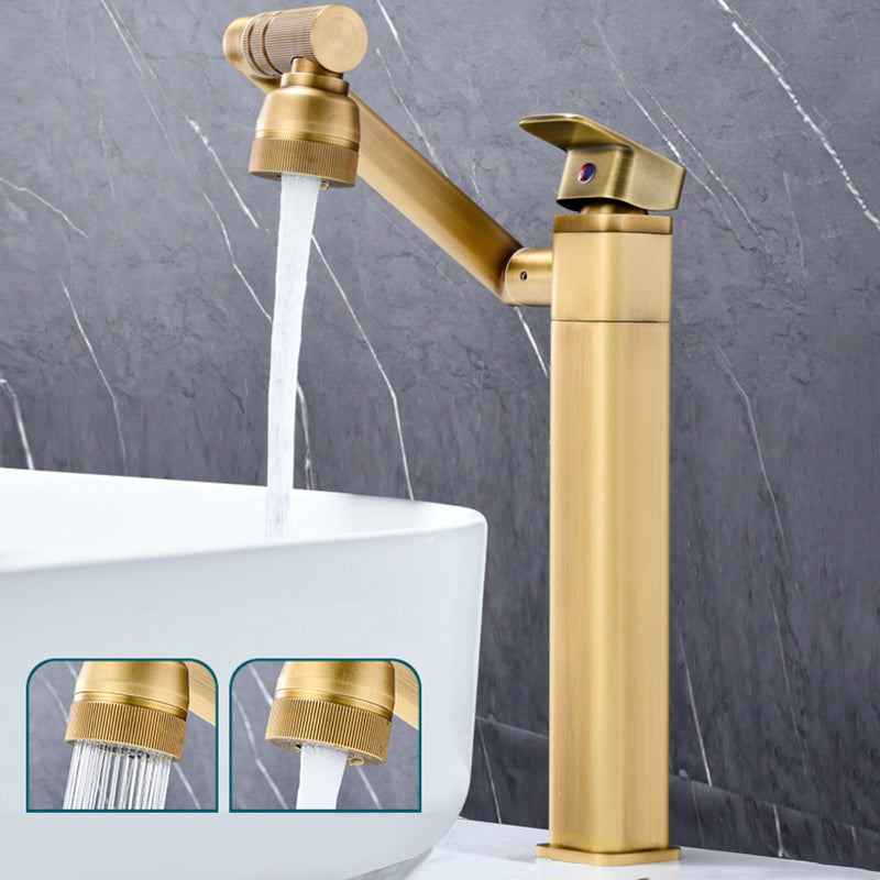 Luxury Vessel Faucet Swivel Spout High-Arc Single Handle Vessel Faucet Bronze 11.8" Square Clearhalo 'Bathroom Remodel & Bathroom Fixtures' 'Bathroom Sink Faucets' 'Bathroom Sinks & Faucet Components' 'bathroom_sink_faucets' 'Home Improvement' 'home_improvement' 'home_improvement_bathroom_sink_faucets' 7205959