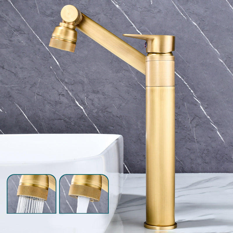 Luxury Vessel Faucet Swivel Spout High-Arc Single Handle Vessel Faucet Bronze 11.8" Round Clearhalo 'Bathroom Remodel & Bathroom Fixtures' 'Bathroom Sink Faucets' 'Bathroom Sinks & Faucet Components' 'bathroom_sink_faucets' 'Home Improvement' 'home_improvement' 'home_improvement_bathroom_sink_faucets' 7205961