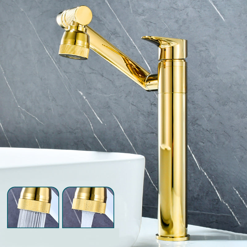 Luxury Vessel Faucet Swivel Spout High-Arc Single Handle Vessel Faucet Gold 11.8" Round Clearhalo 'Bathroom Remodel & Bathroom Fixtures' 'Bathroom Sink Faucets' 'Bathroom Sinks & Faucet Components' 'bathroom_sink_faucets' 'Home Improvement' 'home_improvement' 'home_improvement_bathroom_sink_faucets' 7205962