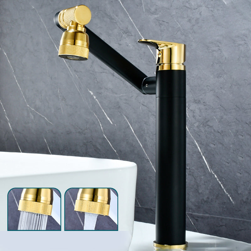 Luxury Vessel Faucet Swivel Spout High-Arc Single Handle Vessel Faucet Black-Gold 11.8" Round Clearhalo 'Bathroom Remodel & Bathroom Fixtures' 'Bathroom Sink Faucets' 'Bathroom Sinks & Faucet Components' 'bathroom_sink_faucets' 'Home Improvement' 'home_improvement' 'home_improvement_bathroom_sink_faucets' 7205967