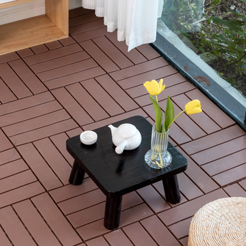 12" X 12" 4-Slat Square Deck/Patio Flooring Tiles Snap Fit Installation Floor Board Tiles Coffee Clearhalo 'Home Improvement' 'home_improvement' 'home_improvement_outdoor_deck_tiles_planks' 'Outdoor Deck Tiles & Planks' 'Outdoor Flooring & Tile' 'Outdoor Remodel' 'outdoor_deck_tiles_planks' 7206459