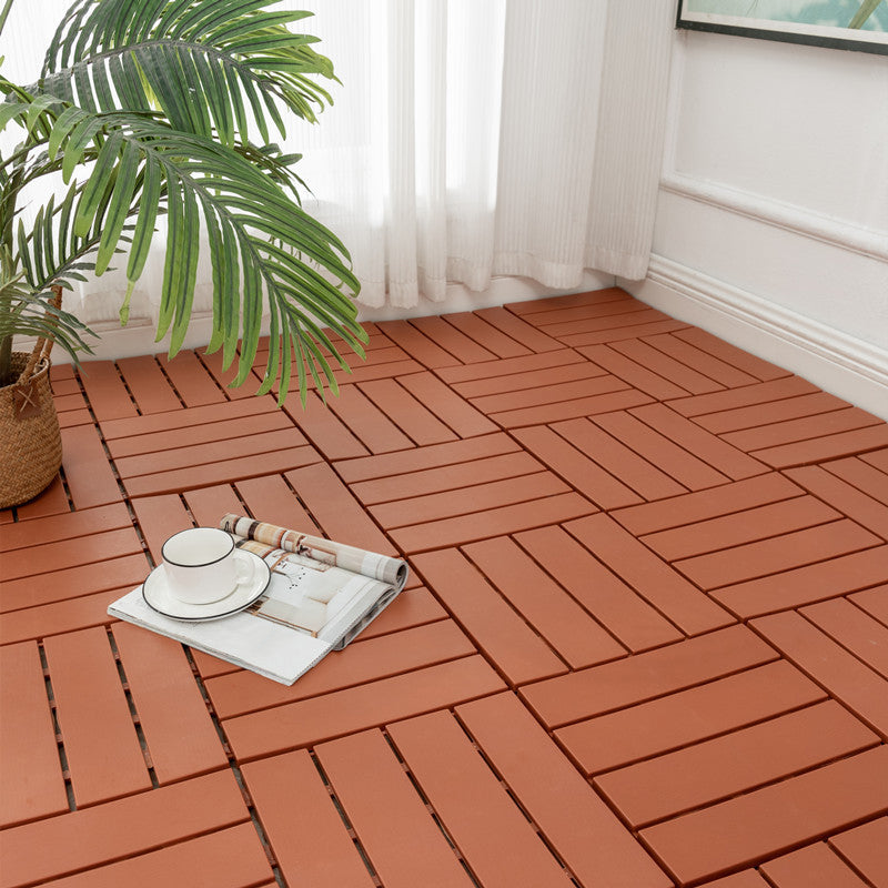 12" X 12" 4-Slat Square Deck/Patio Flooring Tiles Snap Fit Installation Floor Board Tiles Orange-Red Clearhalo 'Home Improvement' 'home_improvement' 'home_improvement_outdoor_deck_tiles_planks' 'Outdoor Deck Tiles & Planks' 'Outdoor Flooring & Tile' 'Outdoor Remodel' 'outdoor_deck_tiles_planks' 7206468