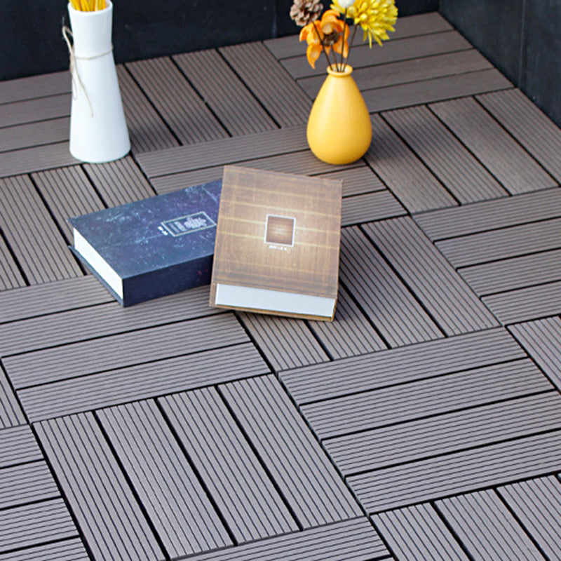 12" X 12" 4-Slat Square Deck/Patio Flooring Tiles Snapping Installation Floor Board Tiles Clearhalo 'Home Improvement' 'home_improvement' 'home_improvement_outdoor_deck_tiles_planks' 'Outdoor Deck Tiles & Planks' 'Outdoor Flooring & Tile' 'Outdoor Remodel' 'outdoor_deck_tiles_planks' 7206470