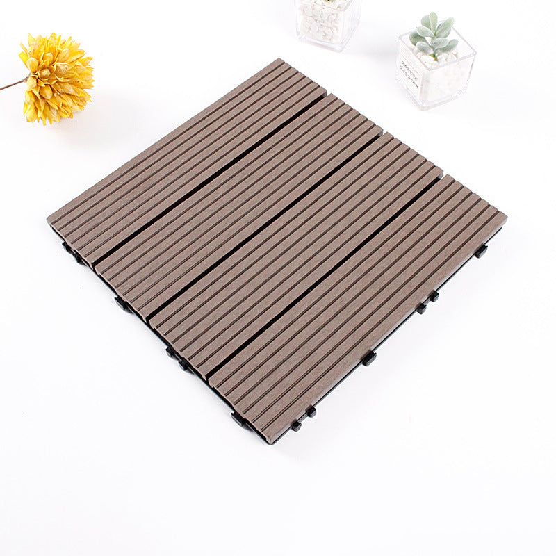 12" X 12" 4-Slat Square Deck/Patio Flooring Tiles Snapping Installation Floor Board Tiles Coffee Clearhalo 'Home Improvement' 'home_improvement' 'home_improvement_outdoor_deck_tiles_planks' 'Outdoor Deck Tiles & Planks' 'Outdoor Flooring & Tile' 'Outdoor Remodel' 'outdoor_deck_tiles_planks' 7206472