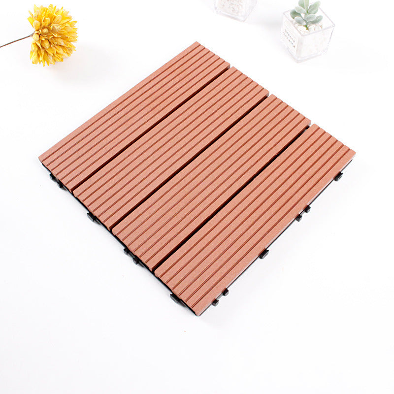 12" X 12" 4-Slat Square Deck/Patio Flooring Tiles Snapping Installation Floor Board Tiles Rosewood Clearhalo 'Home Improvement' 'home_improvement' 'home_improvement_outdoor_deck_tiles_planks' 'Outdoor Deck Tiles & Planks' 'Outdoor Flooring & Tile' 'Outdoor Remodel' 'outdoor_deck_tiles_planks' 7206476