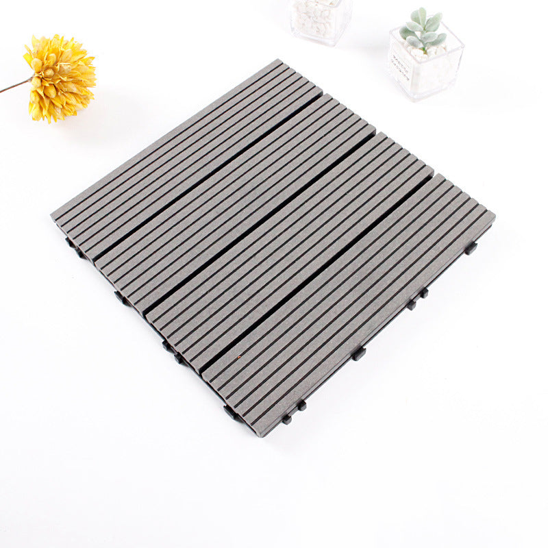 12" X 12" 4-Slat Square Deck/Patio Flooring Tiles Snapping Installation Floor Board Tiles Grey Clearhalo 'Home Improvement' 'home_improvement' 'home_improvement_outdoor_deck_tiles_planks' 'Outdoor Deck Tiles & Planks' 'Outdoor Flooring & Tile' 'Outdoor Remodel' 'outdoor_deck_tiles_planks' 7206478