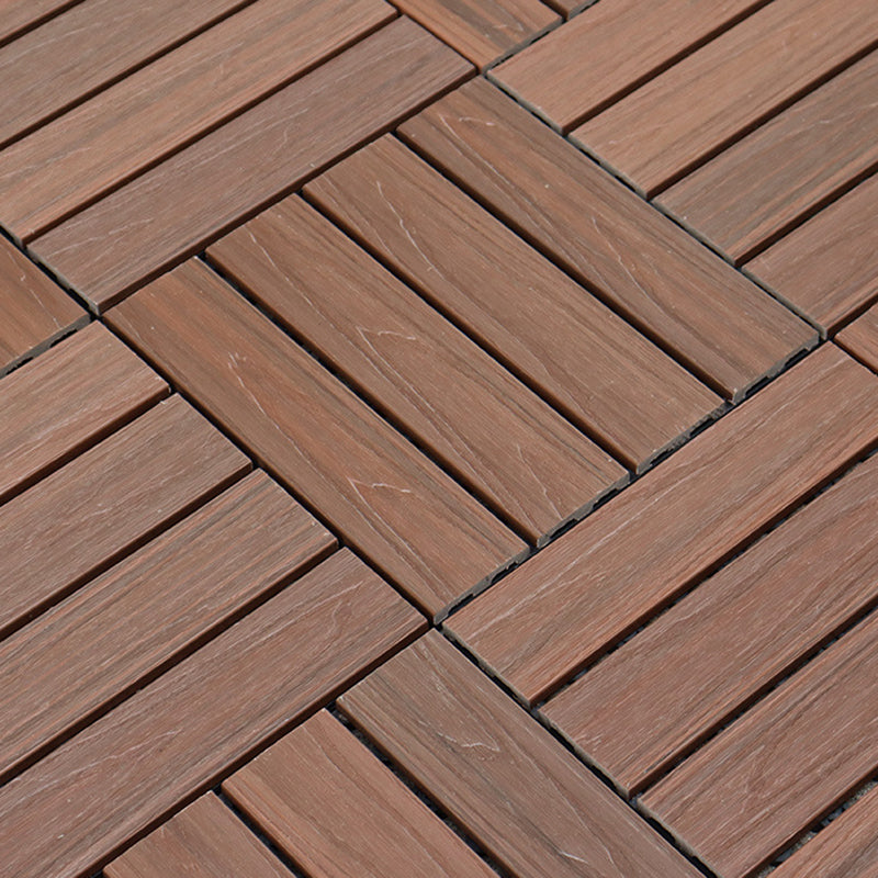 12" X 12"4-Slat Square PVC Flooring Tiles Snap Fit Installation Floor Board Tiles Coffee Clearhalo 'Home Improvement' 'home_improvement' 'home_improvement_outdoor_deck_tiles_planks' 'Outdoor Deck Tiles & Planks' 'Outdoor Flooring & Tile' 'Outdoor Remodel' 'outdoor_deck_tiles_planks' 7206518