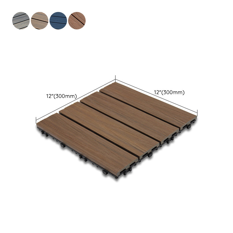 12" X 12"4-Slat Square PVC Flooring Tiles Snap Fit Installation Floor Board Tiles Clearhalo 'Home Improvement' 'home_improvement' 'home_improvement_outdoor_deck_tiles_planks' 'Outdoor Deck Tiles & Planks' 'Outdoor Flooring & Tile' 'Outdoor Remodel' 'outdoor_deck_tiles_planks' 7206519