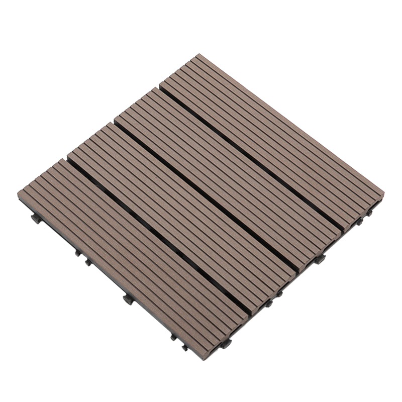Interlocking Decking Tiles Striped Pattern Square Deck Plank Outdoor Patio Brown Straight Grain Clearhalo 'Home Improvement' 'home_improvement' 'home_improvement_outdoor_deck_tiles_planks' 'Outdoor Deck Tiles & Planks' 'Outdoor Flooring & Tile' 'Outdoor Remodel' 'outdoor_deck_tiles_planks' 7206529