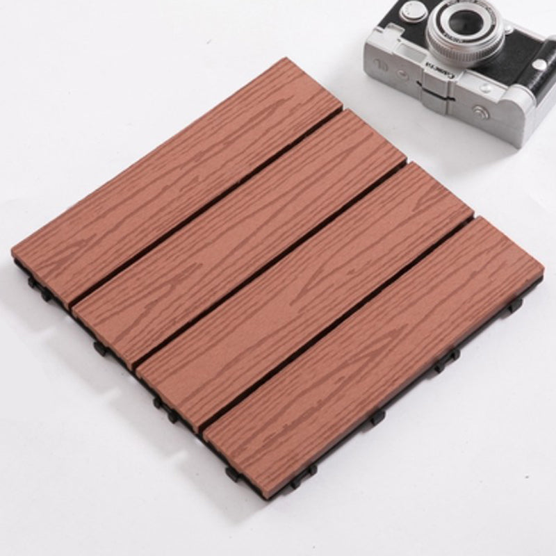 Interlocking Decking Tiles Striped Pattern Square Deck Plank Outdoor Patio Rosewood Straight Grain Clearhalo 'Home Improvement' 'home_improvement' 'home_improvement_outdoor_deck_tiles_planks' 'Outdoor Deck Tiles & Planks' 'Outdoor Flooring & Tile' 'Outdoor Remodel' 'outdoor_deck_tiles_planks' 7206533