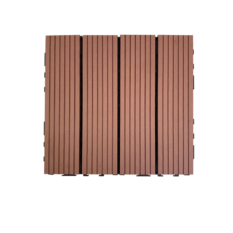Composite Square Decking Tiles Interlocking Striped Pattern Patio Flooring Tiles Red Straight Grain Clearhalo 'Home Improvement' 'home_improvement' 'home_improvement_outdoor_deck_tiles_planks' 'Outdoor Deck Tiles & Planks' 'Outdoor Flooring & Tile' 'Outdoor Remodel' 'outdoor_deck_tiles_planks' 7206570
