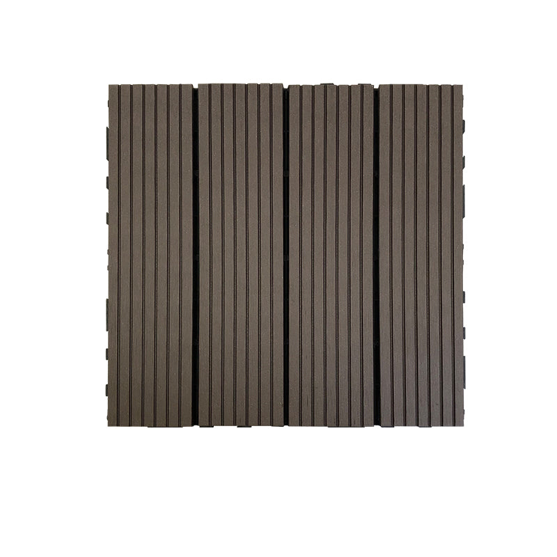 Composite Square Decking Tiles Interlocking Striped Pattern Patio Flooring Tiles Chocolate Straight Grain Clearhalo 'Home Improvement' 'home_improvement' 'home_improvement_outdoor_deck_tiles_planks' 'Outdoor Deck Tiles & Planks' 'Outdoor Flooring & Tile' 'Outdoor Remodel' 'outdoor_deck_tiles_planks' 7206571
