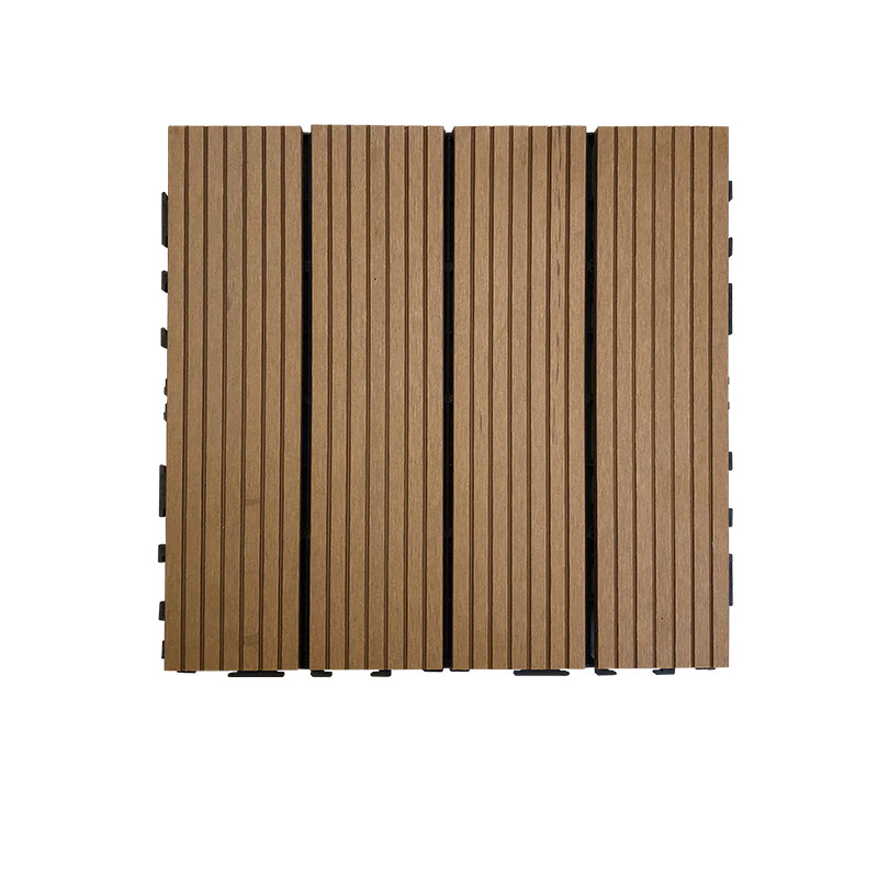 Composite Square Decking Tiles Interlocking Striped Pattern Patio Flooring Tiles Teak Straight Grain Clearhalo 'Home Improvement' 'home_improvement' 'home_improvement_outdoor_deck_tiles_planks' 'Outdoor Deck Tiles & Planks' 'Outdoor Flooring & Tile' 'Outdoor Remodel' 'outdoor_deck_tiles_planks' 7206573