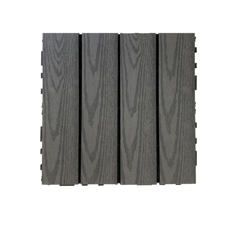 Composite Square Decking Tiles Interlocking Striped Pattern Patio Flooring Tiles Grey Straight Wood Grain Clearhalo 'Home Improvement' 'home_improvement' 'home_improvement_outdoor_deck_tiles_planks' 'Outdoor Deck Tiles & Planks' 'Outdoor Flooring & Tile' 'Outdoor Remodel' 'outdoor_deck_tiles_planks' 7206584
