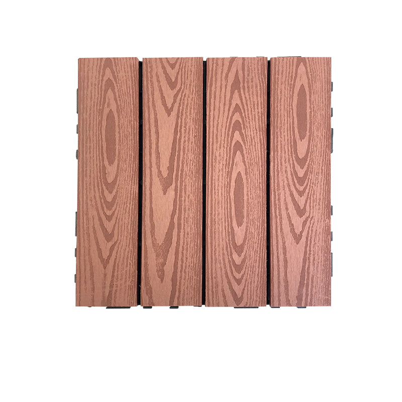 Composite Square Decking Tiles Interlocking Striped Pattern Patio Flooring Tiles Red Straight Wood Grain Clearhalo 'Home Improvement' 'home_improvement' 'home_improvement_outdoor_deck_tiles_planks' 'Outdoor Deck Tiles & Planks' 'Outdoor Flooring & Tile' 'Outdoor Remodel' 'outdoor_deck_tiles_planks' 7206588