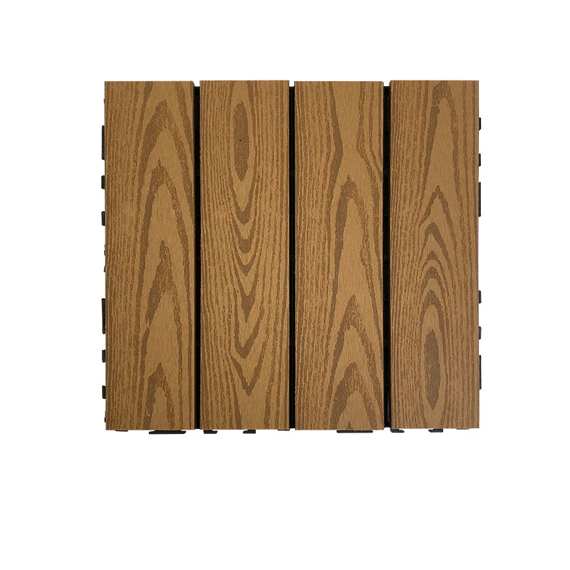 Composite Square Decking Tiles Interlocking Striped Pattern Patio Flooring Tiles Teak Straight Wood Grain Clearhalo 'Home Improvement' 'home_improvement' 'home_improvement_outdoor_deck_tiles_planks' 'Outdoor Deck Tiles & Planks' 'Outdoor Flooring & Tile' 'Outdoor Remodel' 'outdoor_deck_tiles_planks' 7206590