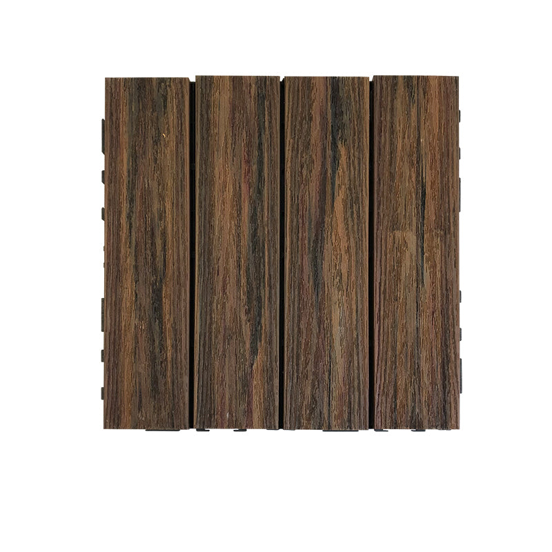 Composite Square Decking Tiles Interlocking Striped Pattern Patio Flooring Tiles Coffee Co-Extrusion Clearhalo 'Home Improvement' 'home_improvement' 'home_improvement_outdoor_deck_tiles_planks' 'Outdoor Deck Tiles & Planks' 'Outdoor Flooring & Tile' 'Outdoor Remodel' 'outdoor_deck_tiles_planks' 7206593