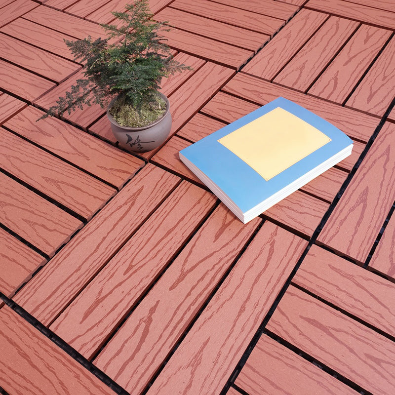 Square PVC Deck/Patio Flooring Tiles Interlocking Installation Outdoor Patio Tiles Rosewood Embossed Clearhalo 'Home Improvement' 'home_improvement' 'home_improvement_outdoor_deck_tiles_planks' 'Outdoor Deck Tiles & Planks' 'Outdoor Flooring & Tile' 'Outdoor Remodel' 'outdoor_deck_tiles_planks' 7206599