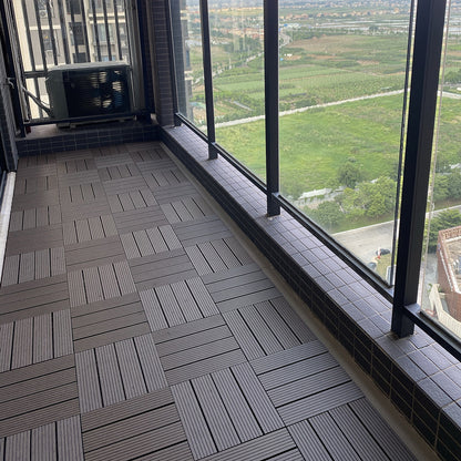 Square PVC Deck/Patio Flooring Tiles Interlocking Installation Outdoor Patio Tiles Brown Straight Grain Clearhalo 'Home Improvement' 'home_improvement' 'home_improvement_outdoor_deck_tiles_planks' 'Outdoor Deck Tiles & Planks' 'Outdoor Flooring & Tile' 'Outdoor Remodel' 'outdoor_deck_tiles_planks' 7206603