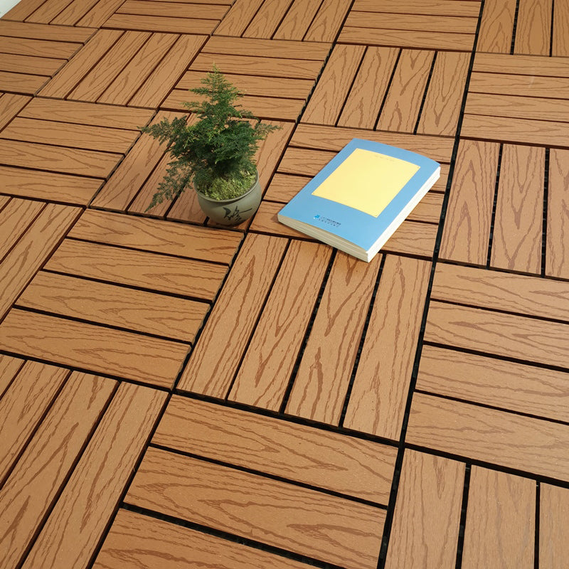 Square PVC Deck/Patio Flooring Tiles Interlocking Installation Outdoor Patio Tiles Teak Embossed Clearhalo 'Home Improvement' 'home_improvement' 'home_improvement_outdoor_deck_tiles_planks' 'Outdoor Deck Tiles & Planks' 'Outdoor Flooring & Tile' 'Outdoor Remodel' 'outdoor_deck_tiles_planks' 7206607