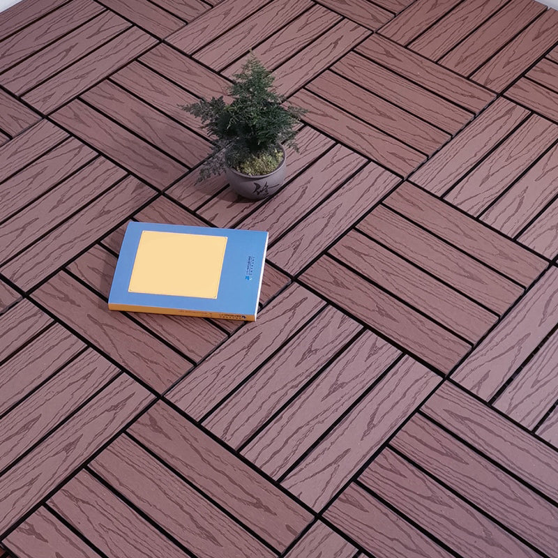 Square PVC Deck/Patio Flooring Tiles Interlocking Installation Outdoor Patio Tiles Coffee Embossed Clearhalo 'Home Improvement' 'home_improvement' 'home_improvement_outdoor_deck_tiles_planks' 'Outdoor Deck Tiles & Planks' 'Outdoor Flooring & Tile' 'Outdoor Remodel' 'outdoor_deck_tiles_planks' 7206610